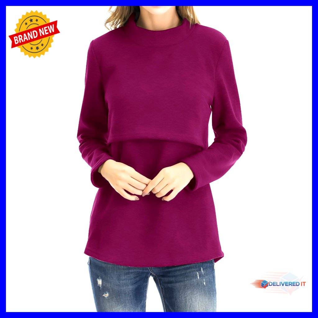 Fleece Nursing Top Long Sleeve Maternity Breastfeeding Shirt